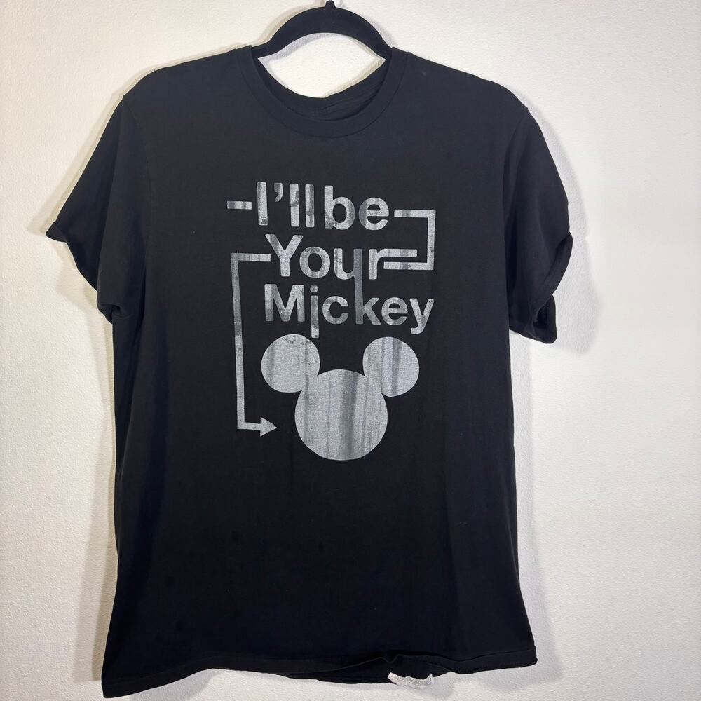 Disney Parks Mickey Graphic T Shirt Black Hanes Adult Large Casual Tee
